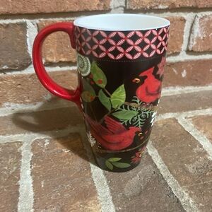 Cardinal Patterned Red and Black Mug